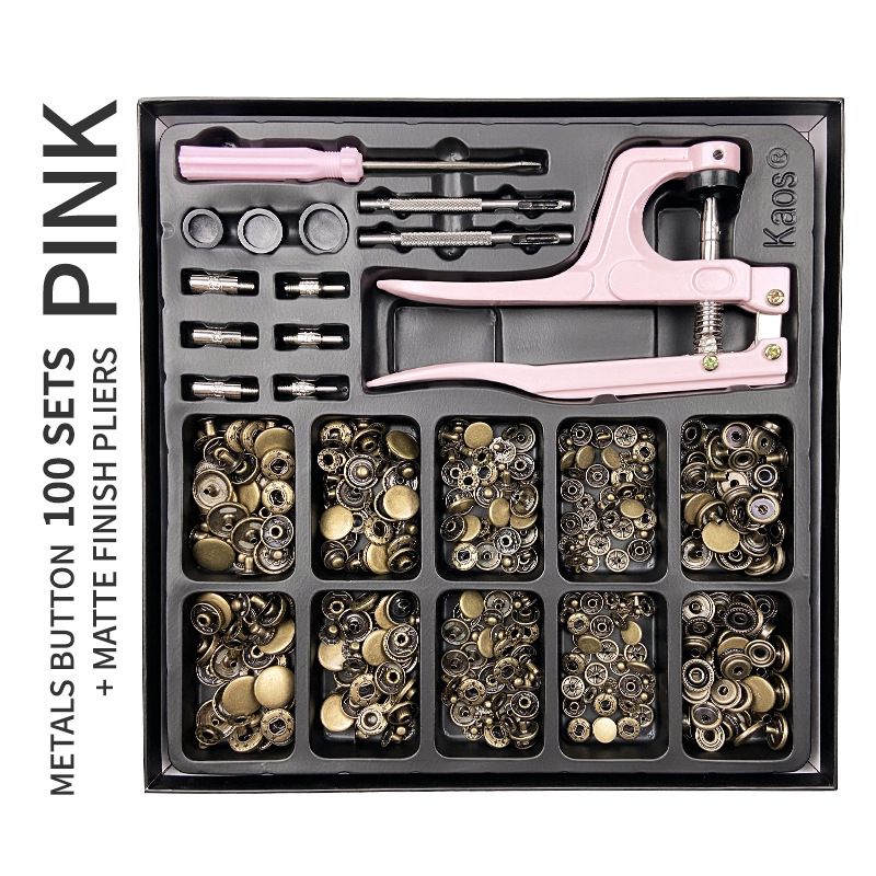 KAOS herramienta de instalación de botones de metal traje 831 cobre puro hebilla de cuatro juntas artículos de cuero hebilla femenina hebilla oculta en caja de alta gama