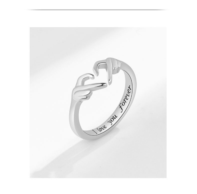 Adjustable Ring Size 925 Sterling Silver Letter Gesture Heart Shape Rings 925 Sterling Silver Rings