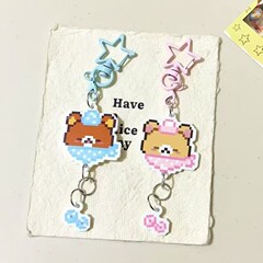 像素轻松熊亚克力钥匙扣高颜值卡通可爱学生挂饰挂件礼物情侣闺蜜
