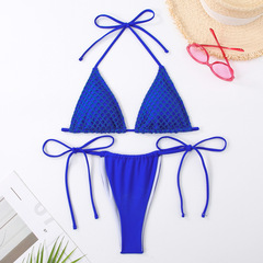 New Product AliExpress Nylon Mesh Strap Ladies Separate Triangle European and American Sexy Bikini Hot Spring Swimsuit Swimwear