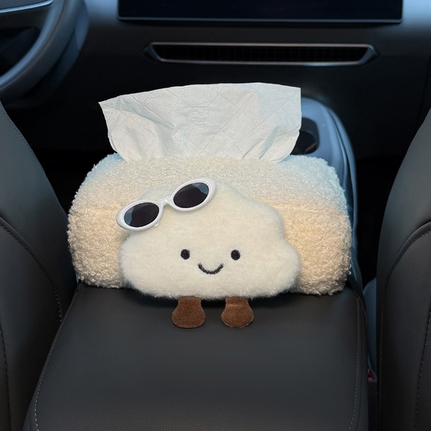 2026 New Model Car Tissue Box, Armrest Box Tissue Holder, Seat-mounted Car Tissue Bag, Cute Cloud Design for Women
