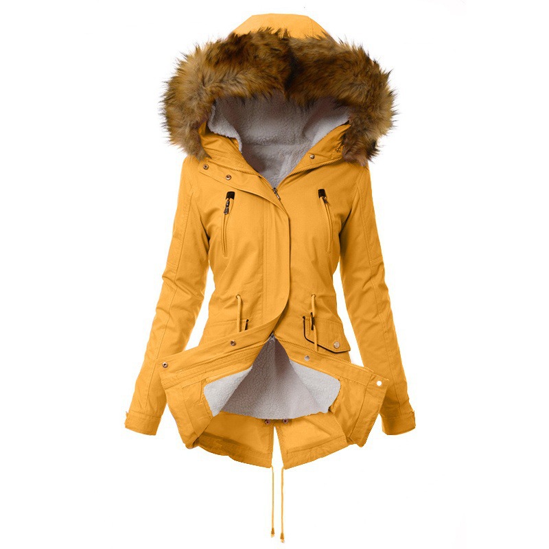 Pure Color Hooded Slim Warm Zipper Jacket 5