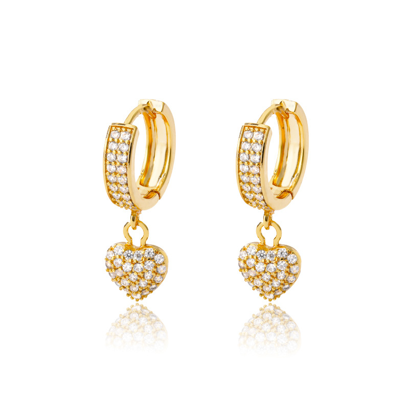 New Heart-shaped Zircon Earrings display picture 6