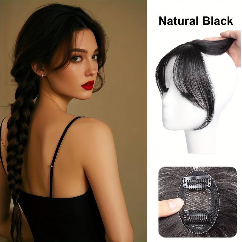 Bangs Artificial Hair for Women, Natural and Traceless Hair Extension, Artificial Hair, French Air Top Hair Replacement, White-Covering Realistic Hair Piece