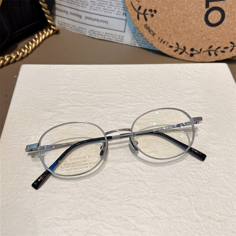 Pure Titanium Glasses Liu Yifei Same-style Pure Titanium Frame Women's Wide-rimmed Glasses with Myopia Height
