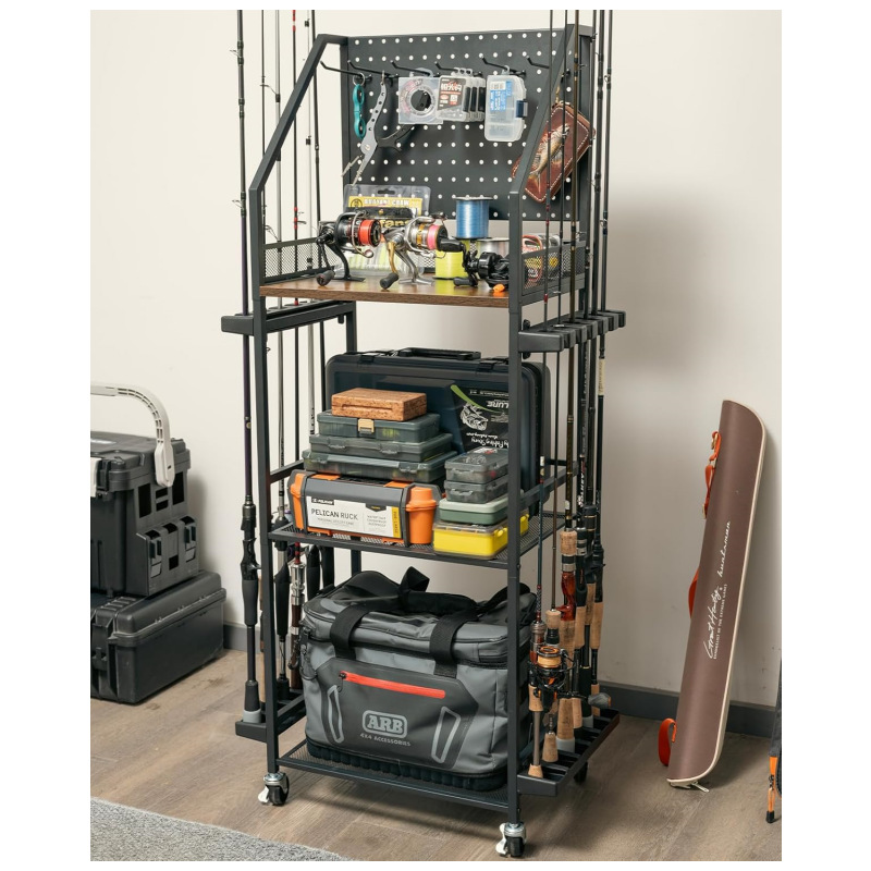 Cross-border multifunctional fishing rod storage rack tool fishing tackle box reel storage multi-layer storage for fishing carts 5