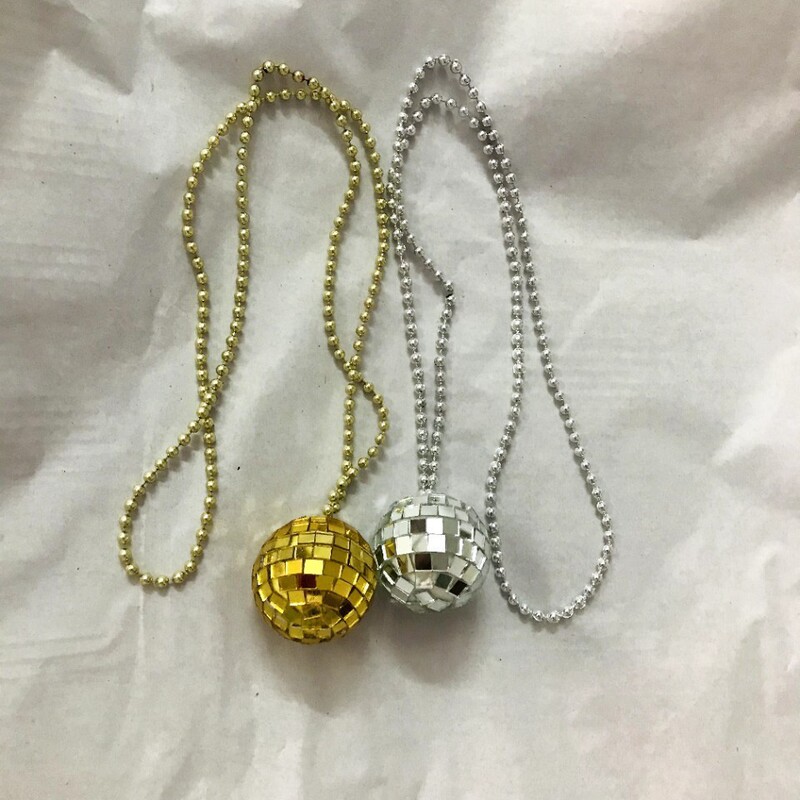 Mirror Disco Ball Necklace Gold Silver Disco Ball Costume Necklace 70S Disco Party Necklace Mirror Disco Ball Necklace Gold Silver Disco Ball Costume Necklace 70S Disco Party Necklace