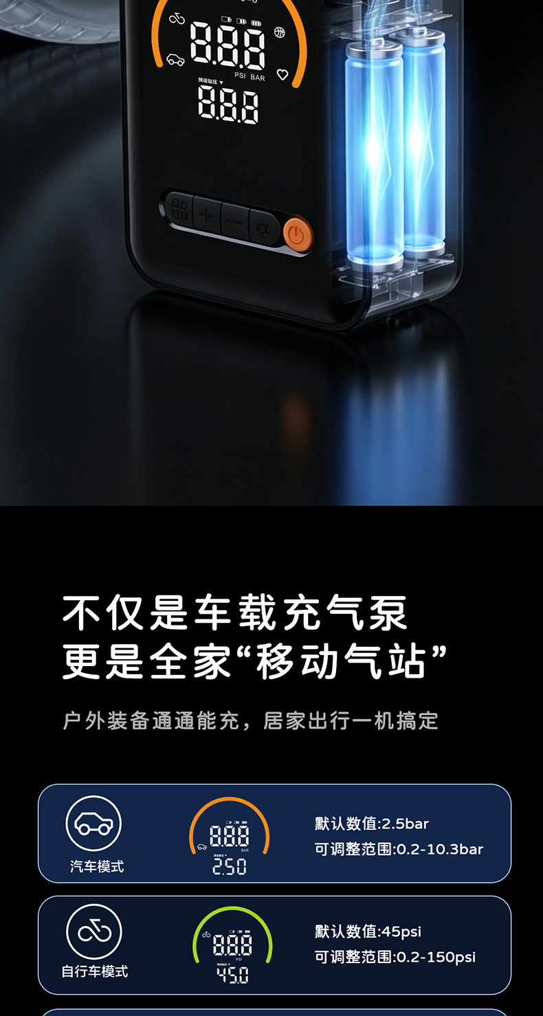 Deli Wireless Car Air Pump, Electric Car Air Pump, Portable Tire Inflator with Tire Pressure Measurement