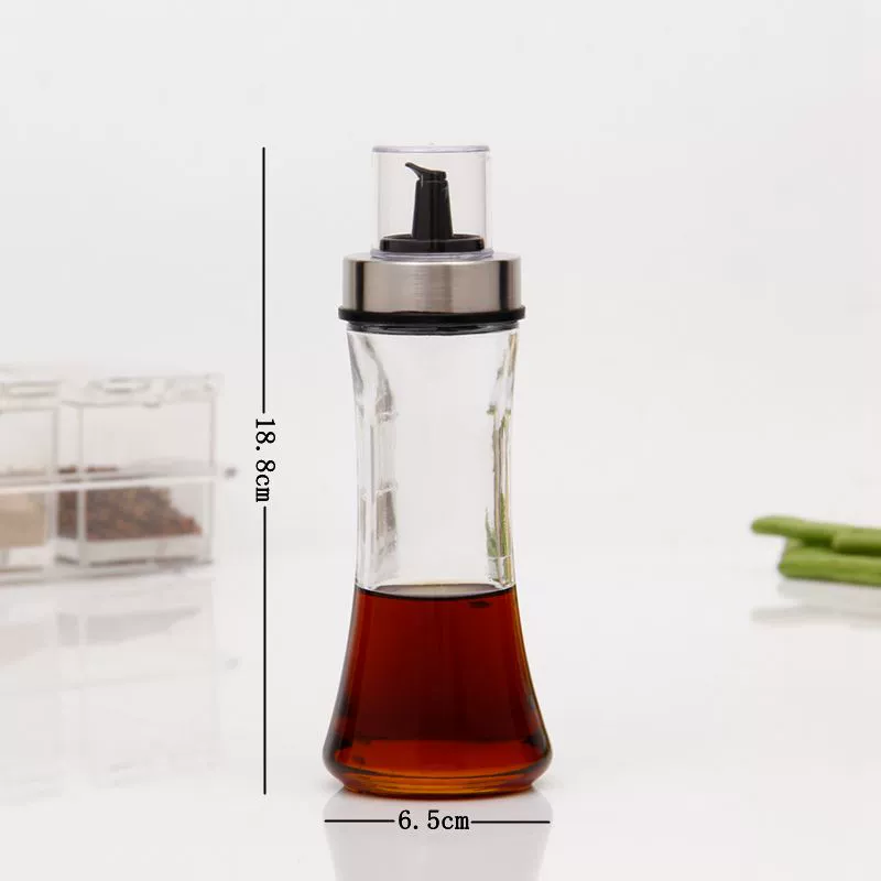 High borosilicate transparent lid oil bottle creative leak-proof glass oil bottle kitchen soy sauce vinegar bottle dust-proof condiment bottle wholesale