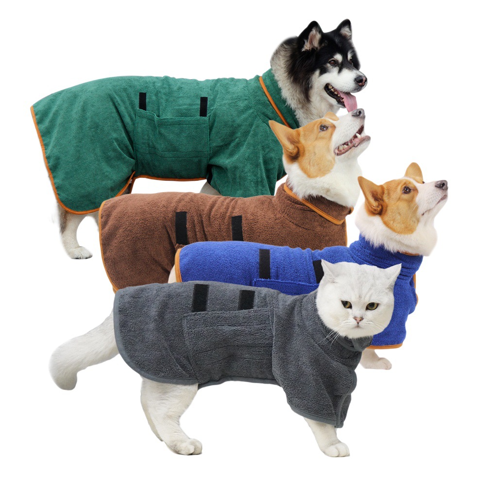 Cross-Border New Pet Bathrobe, Dog Bath Towel, Full-Body Wrap, Quick-Drying Autumn and Winter Pet Towel, Dog Bathrobe