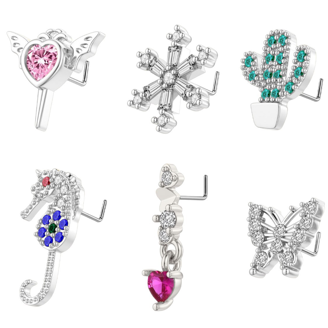 Zircon Animal Nose Stud In Stainless Steel For Piercing_voghion.com