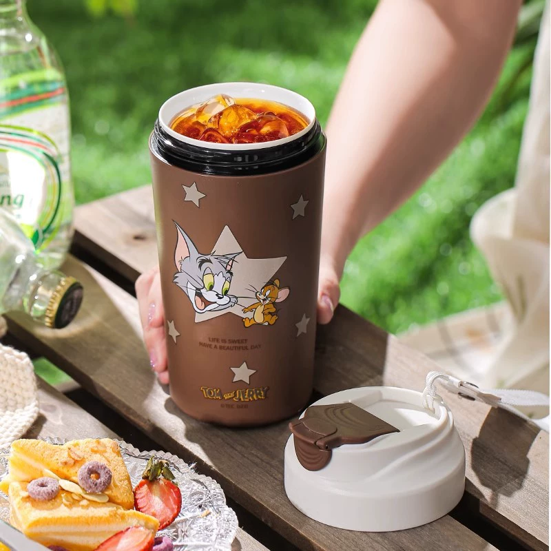 Термокружка с керамической вставкой (Tom & Jerry), 480 мл, мультяшный дизайн