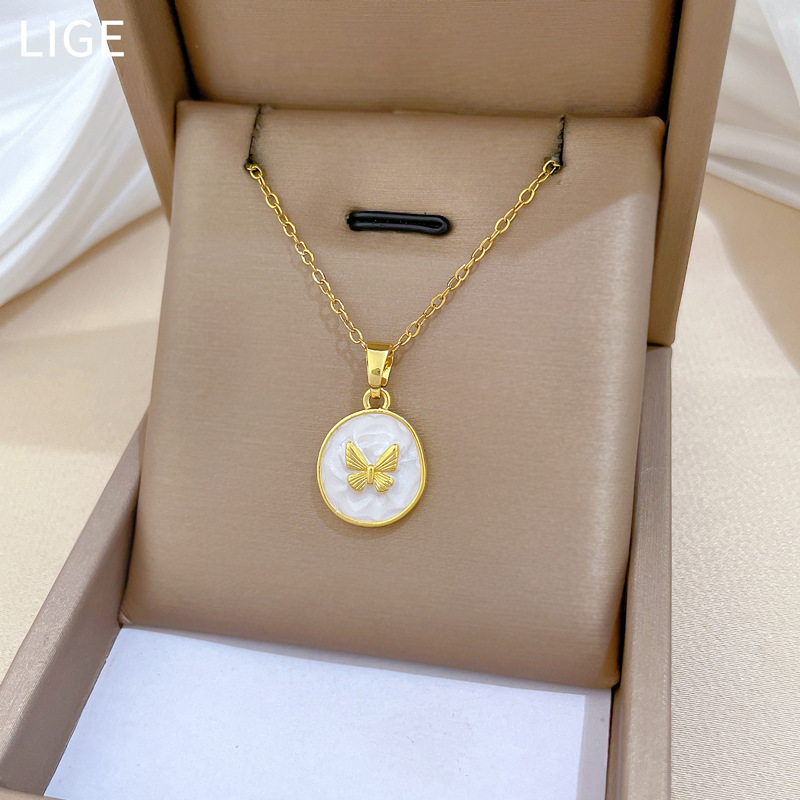 Gorgeous Butterfly Diamond Necklace For Women Versatile Titanium_voghion.com
