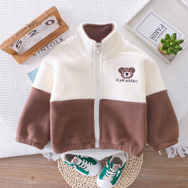 Ensemble d'automne et de vêtements pour garçons, nouveau style élégant 2024, ensemble deux pièces pour bébé fille avec ours en peluche épissé, vêtements pour enfants_voghion.com