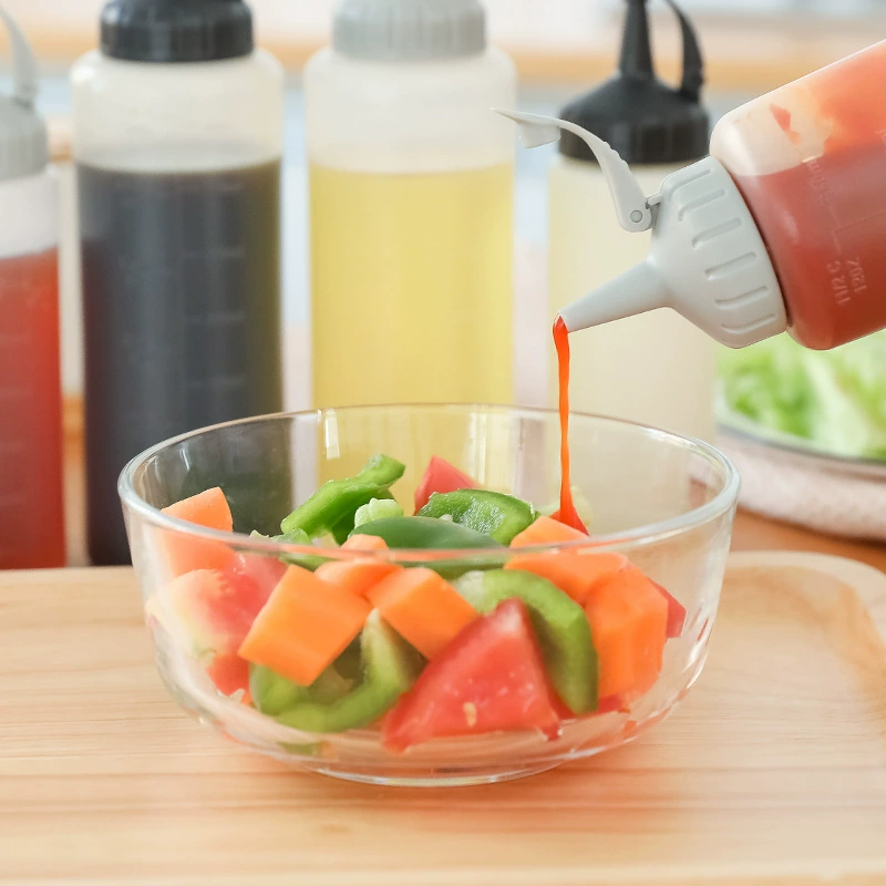 Squeeze Sauce Bottle, Pointed Nozzle with Lid, Measurement Scale, 175 / 350 ml Options