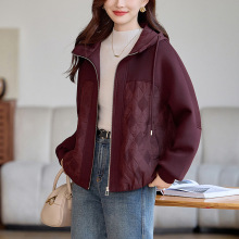 休闲短款连帽拼接棉衣外套女2025年冬装新款宽松大码加厚保暖棉服