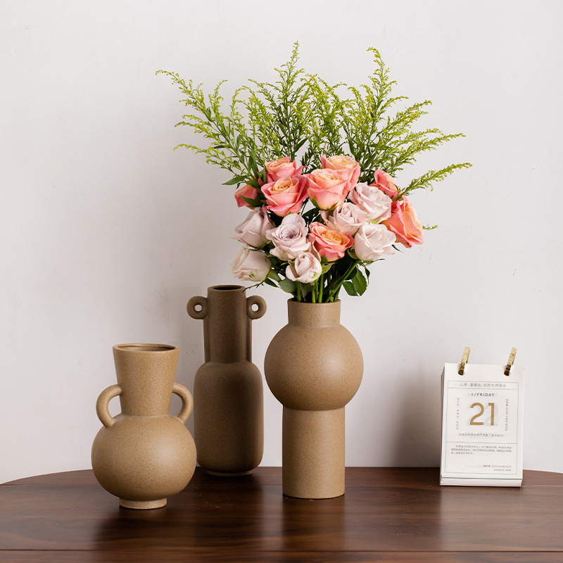 Retro stoneware simple Nordic Ceramic Vase decoration dried flower Flower living room dining table flower arrangement decoration