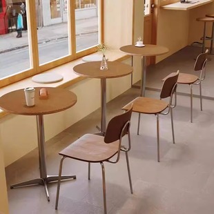 Log Style Cafe Milk Tea Shop Tables and Chairs Internet Celebrity Snack Bar Cafe Leisure Baking Iron Art Ocean Board Table