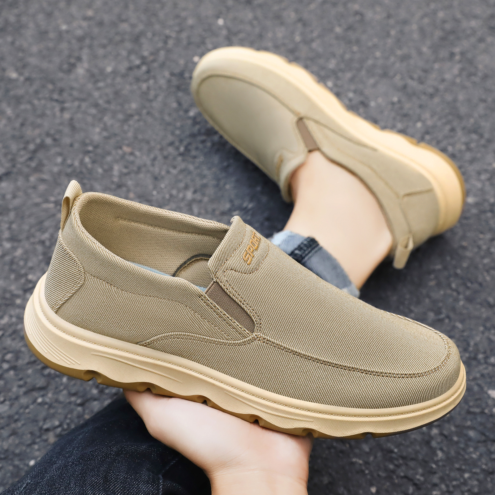 Zapatos de tela para hombres una primavera zapatos casuales un pedaleo ventilado viejos zapatos de tela de Beijing zapatos ligeros superficiales