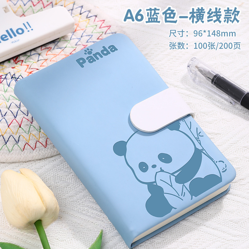 Panda hebilla pequeña cuaderno personalizado A6 portátil de bolsillo mini cuaderno de alto valor de cara diario