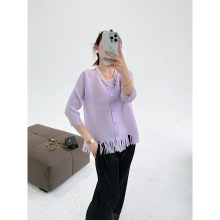 褶皱2025春夏新款设计感流苏时尚上衣女小香风休闲显瘦褶皱外套女