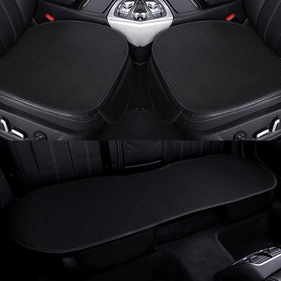 Carefully selected cross-border best-selling ice silk Seat cushion, seat cover - ice-silk-seat-cushion-three-piece-set-black