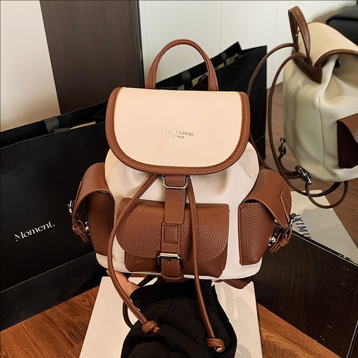 Zaino da donna, casual, versatile, con design di nicchia, da viaggio, con blocchi di colore, piccolo zaino_voghion.com