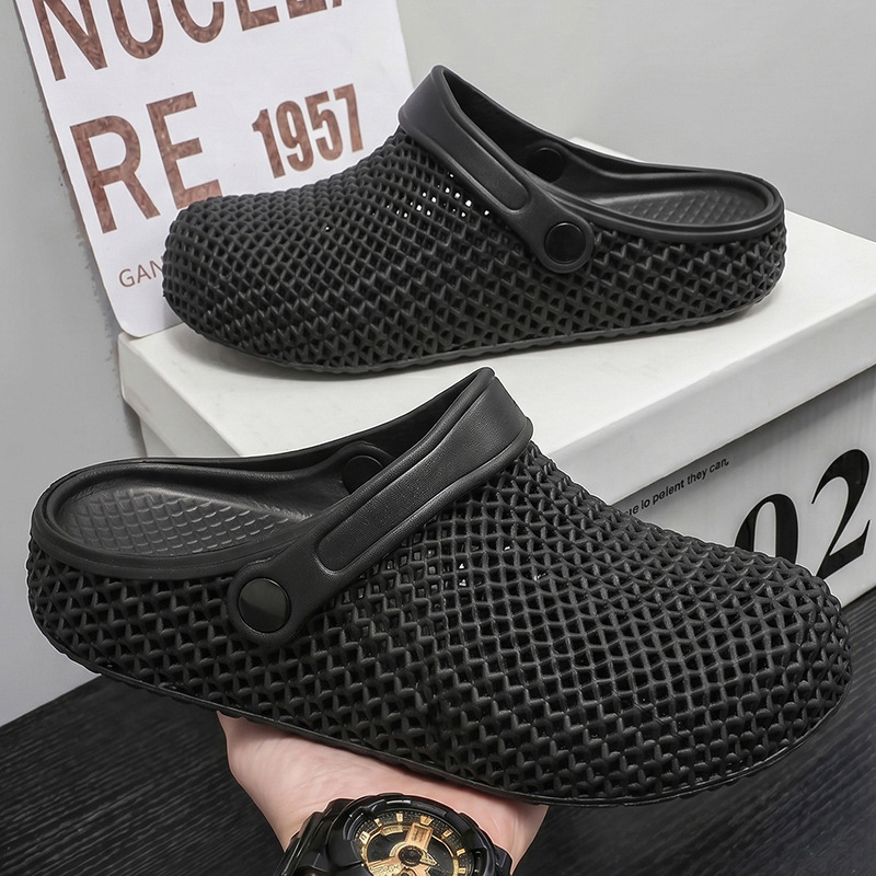 Designer light-luxury 2026 summer 3D printed perforated sandals, dual-use for stream trekking and casual wear, men's beach shoes Designer light-luxury 2026 summer 3D printed perforated sandals, dual-use for stream trekking and casual wear, men's beach shoes