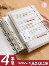 笔记本考研可拆卸不硌手活页本b5记事线圈方格替芯厚活页纸学生简