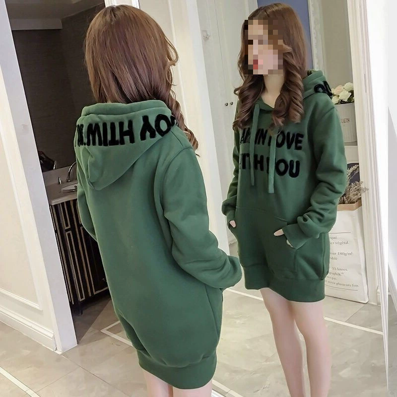 Толстовка женская с капюшоном в корейском стиле, осень-зима 2022, новый стиль, бархатная свободная куртка средней длины, студенческий топ, модный