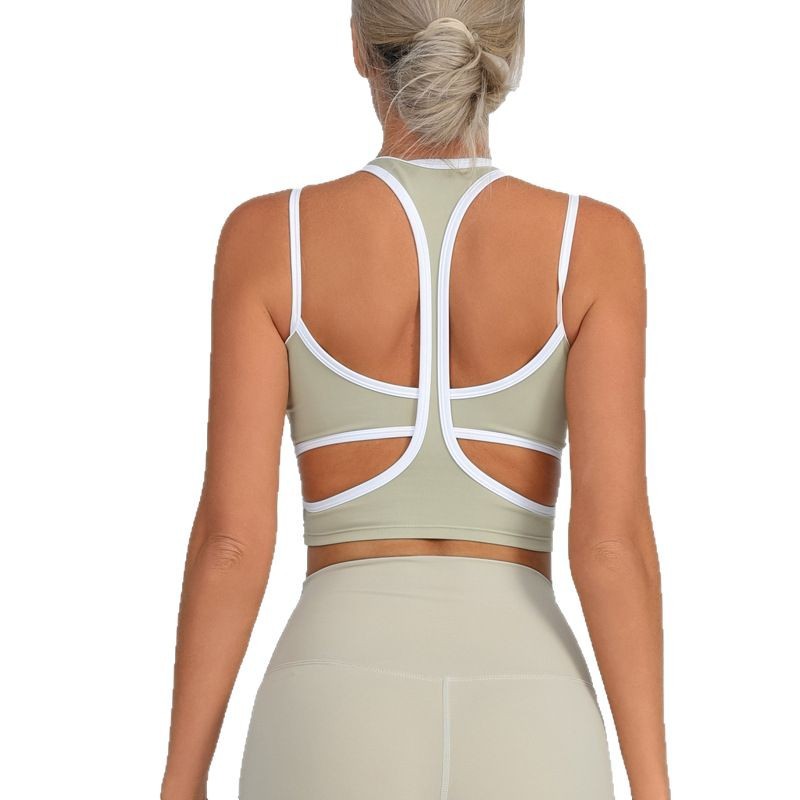 Nuevo chaleco de yoga para mujeres envueltas en el pecho a prueba de choque contra el color I forma deportiva fitness belleza de espalda rápida chaqueta seca en stock