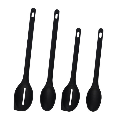 Integrated silicone dense spoon with long handle, mixing spoon, salad spoon, salad spoon, kitchen cooking tool