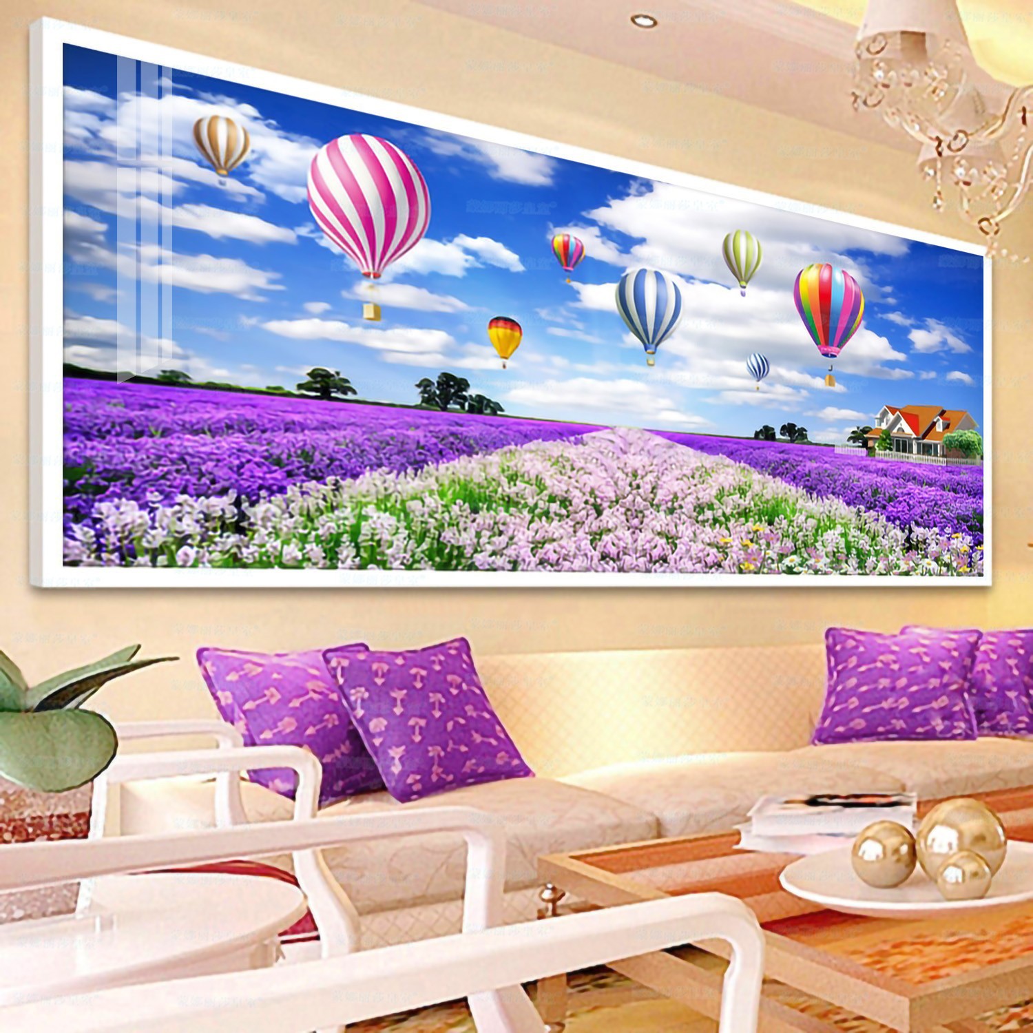 Monalisa Royal punto de cruz Lavender Manor globo aire caliente nuevo paisaje pastoral grande hecho a mano simple image 1