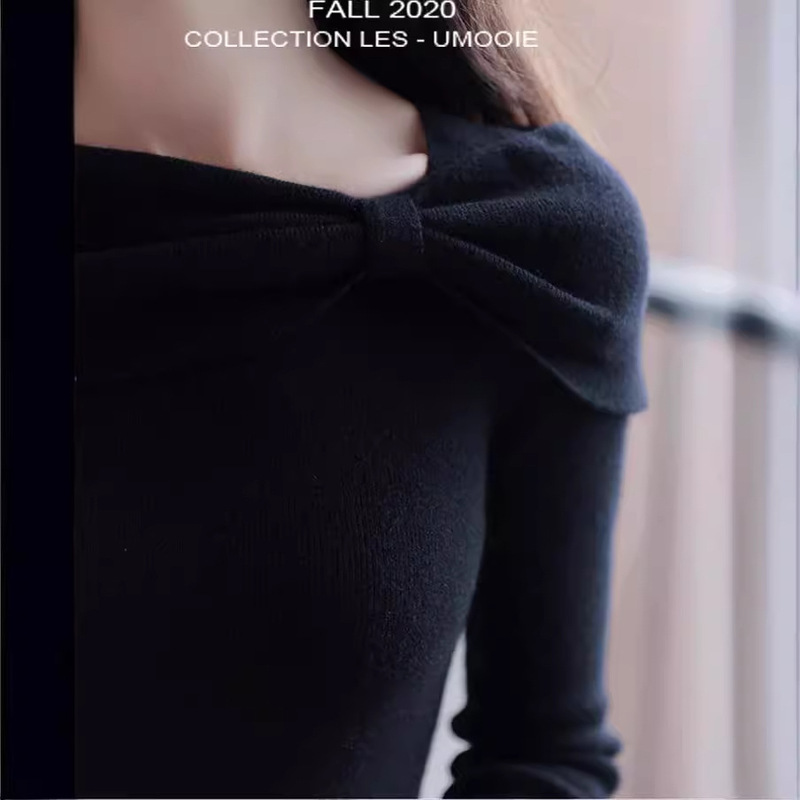 Hanyuan Apparel/Quality Small Dress-Style High-Density Black Wool Pullover Knitwear