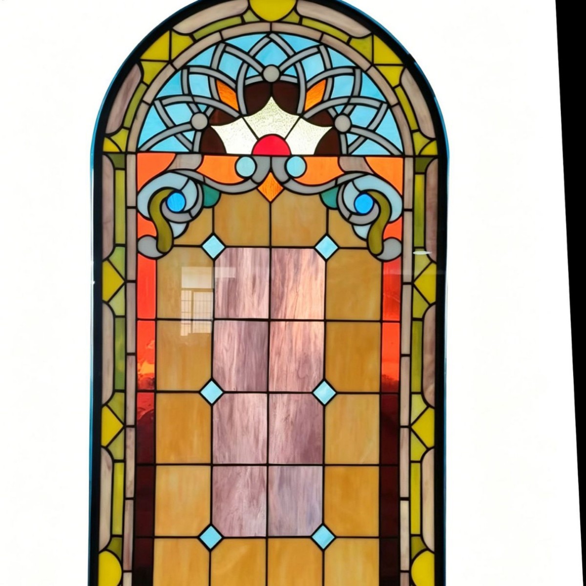 Foshan Vintage Tiffany Stained Glass French-style Homestay Light and Shadow Partition Glass Cafe Display Window Artistic Glass