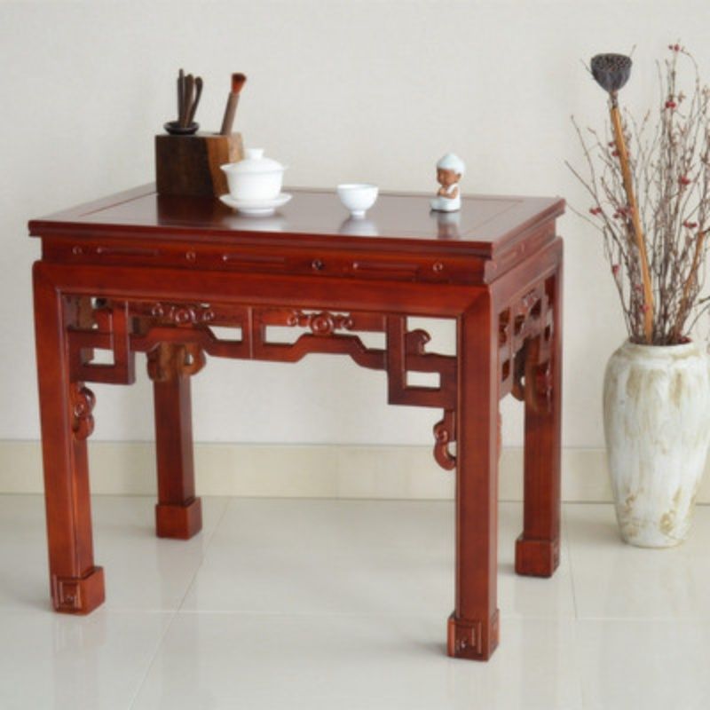 茶几中式仿古茶艺桌雕花简约功夫小户型茶桌方形整装阳台桌子