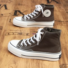 高帮加绒帆布鞋女2025秋冬新款百搭红色板鞋冬季厚底保暖棉鞋