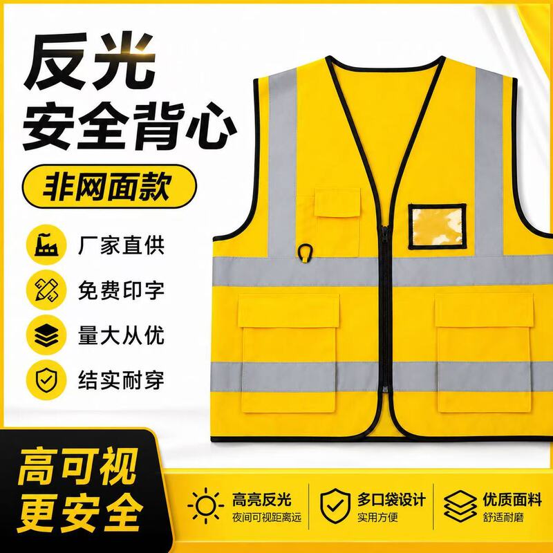 Construction site reflective vest, multi-pocket safety protective vest for garden, sanitation, and construction work Construction site reflective vest, multi-pocket safety protective vest for garden, sanitation, and construction work