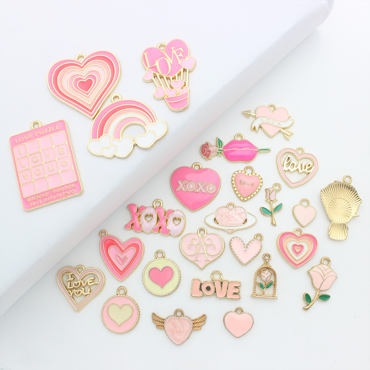 410g Weight 10 PCS/Package 10*12mm Alloy Heart Shape Flower Pendant