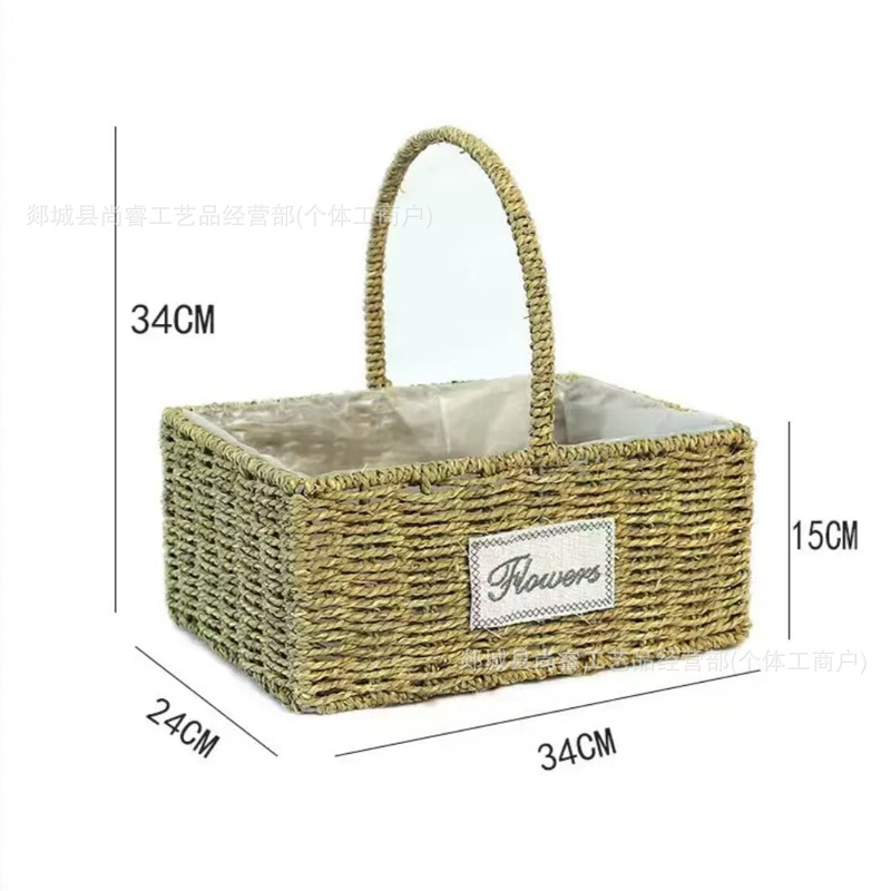 Cestas de flores tejidas a mano tejidas de paja bambú tejidas de flores tejidas a mano imitación de vid y fruta huevo caja de regalo cesta pastoral