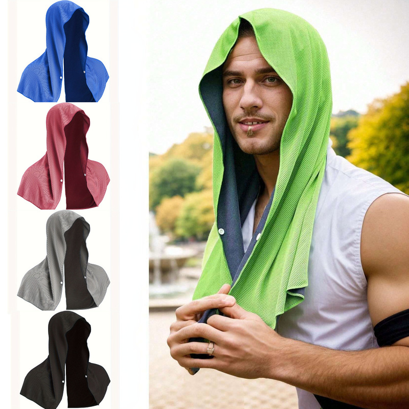U-Shaped Cold Hoodie Towel Beach Camping Gym Building Sun Protection Quick-Drying Sports Cool Towel Hood