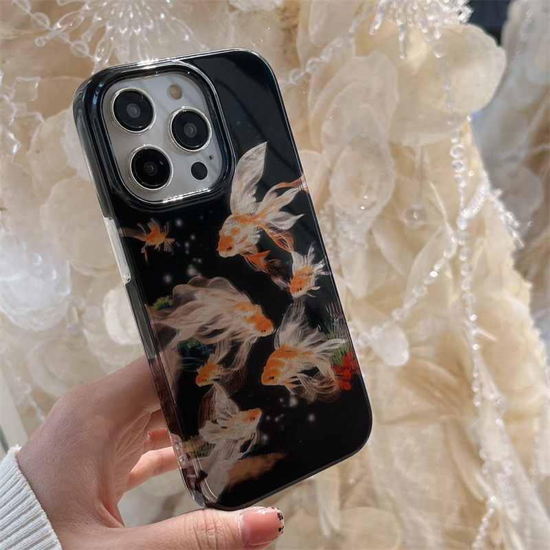 Brillante de estilo chino Lucky Koi para iphone16ProMax Apple 15 funda para teléfono móvil 14 nuevo estilo 13 mujer 16
