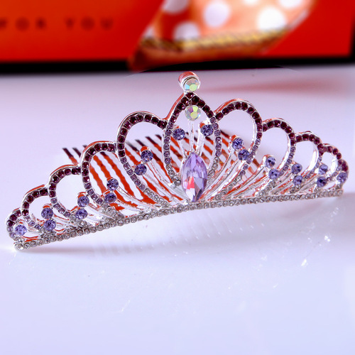Korean-style children's crown hair comb princess crown hair pin holiday cute child water drill hair accessories wholesale