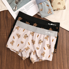 女士平角内裤棉可爱小熊运动舒适透气安全裤少女学生抑菌中腰底裤