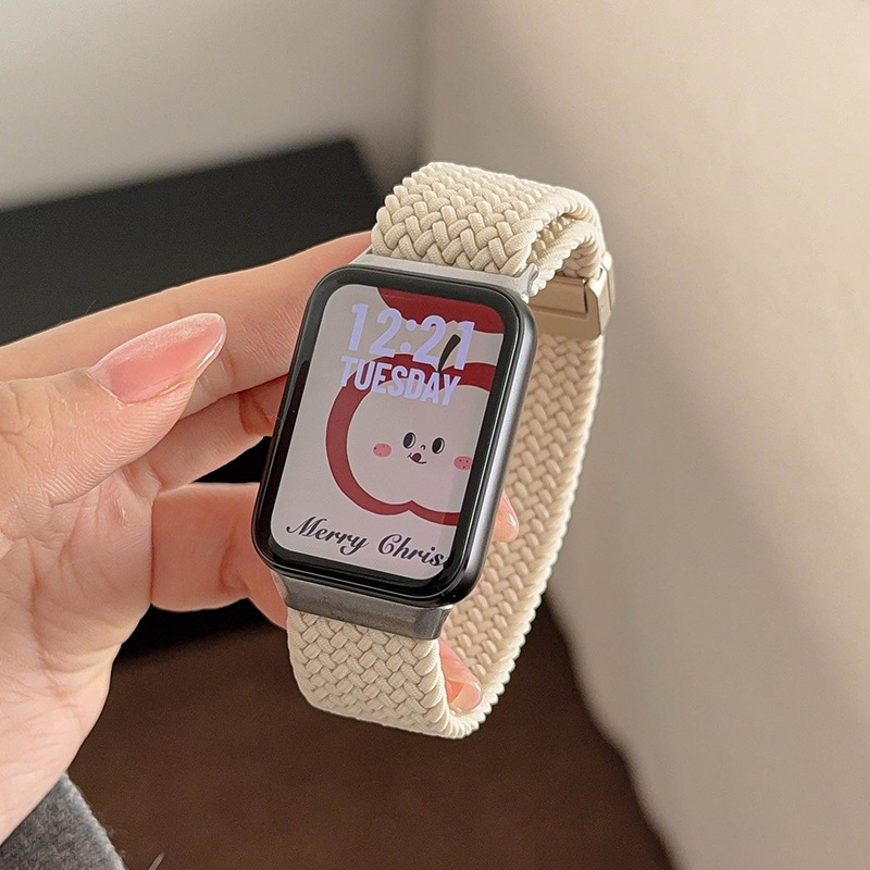 Suitable for Xiaomi Mi Band 9Pro Strap Elastic Magnetic Buckle 8Pro Woven Nylon Replacement Wrist Strap Redmi Watch5
