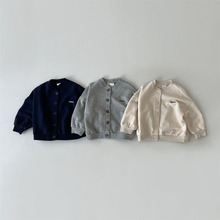 韩版新款春秋款简约洋气休闲百搭外套ins男女童宝宝卫衣立领夹克