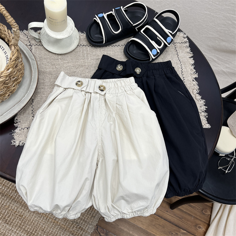 儿童中裤2025夏装新款小童夏款休闲裤宝宝薄款裤子男童纯色七分裤