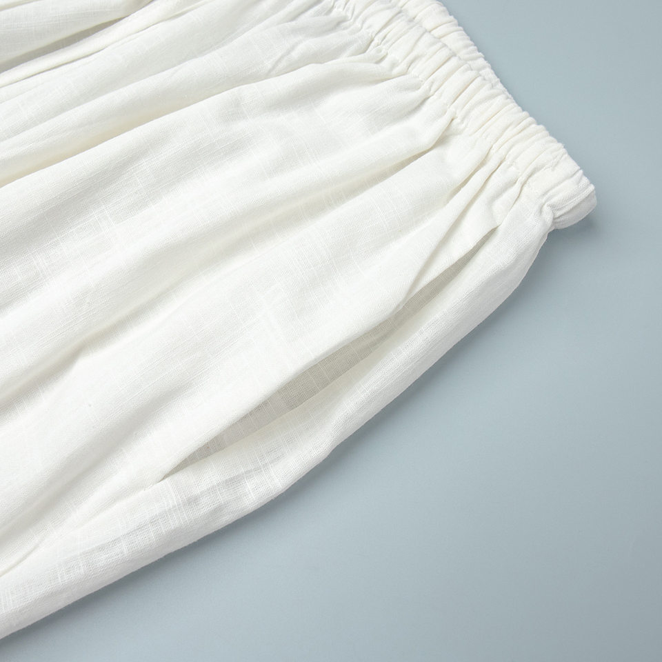 Bộ sơ mi dài tay cổ bẻ phối quần ống rộng dáng suông chất cotton — Màu cà phê, Màu cà phê nhạt, Màu kaki, Màu mơ chi tiết 50