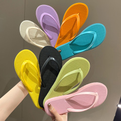 High-end non-slip simple flip-flops for women summer new outer wear solid color flip-flops for women seaside beach sandals