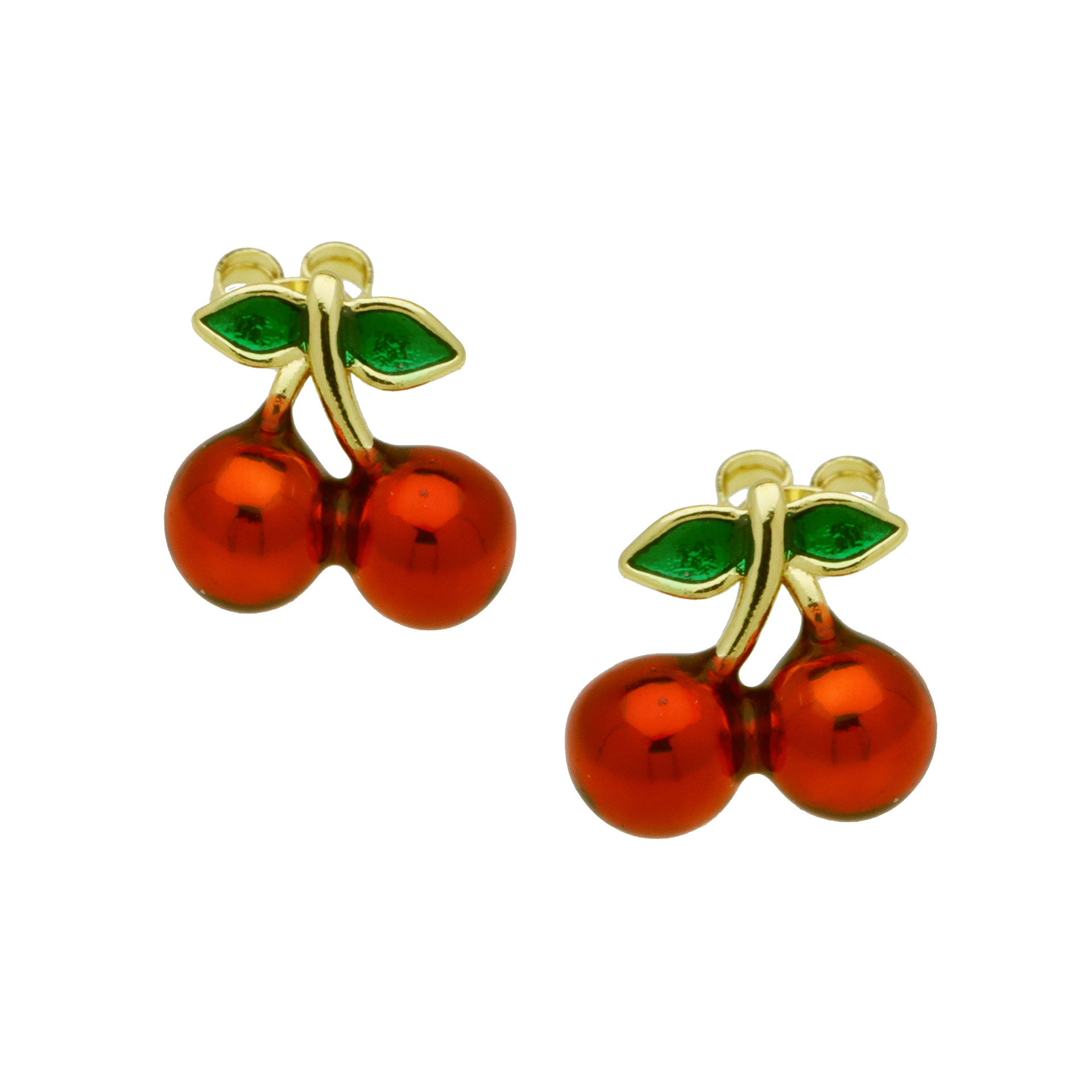 7g Weight Brass Ear Needle Material Zircon Inlay Material Ear Studs Classification 1 Pair Quantity Daily Occasion Copper Material Cherry, Strawberry Pattern Women's Gender Enamel, Inlay Design Simple Style Style 1 Pair Simple Style Cherry Strawberry Enamel Inlay Copper Zircon Ear Studs 5